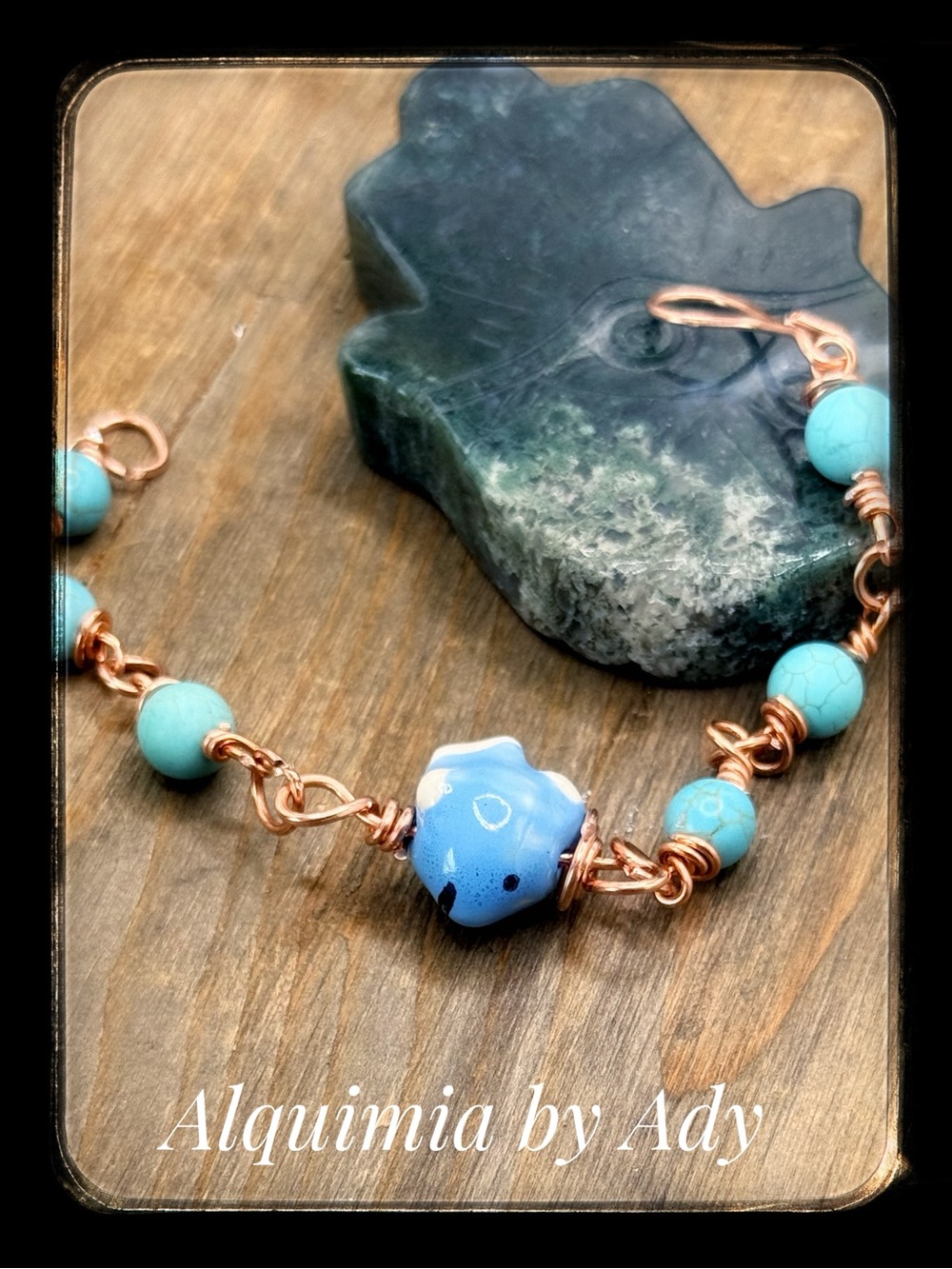 Alquimia Sky Blue & Turquoise Copper Link Bracelet
